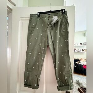 Flower pattern j crew green chino